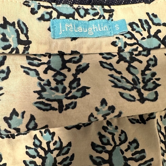 *J. MCLAUGHLIN* White x Blue Long Sleeve Shirt Size Small - Picture 6 of 7